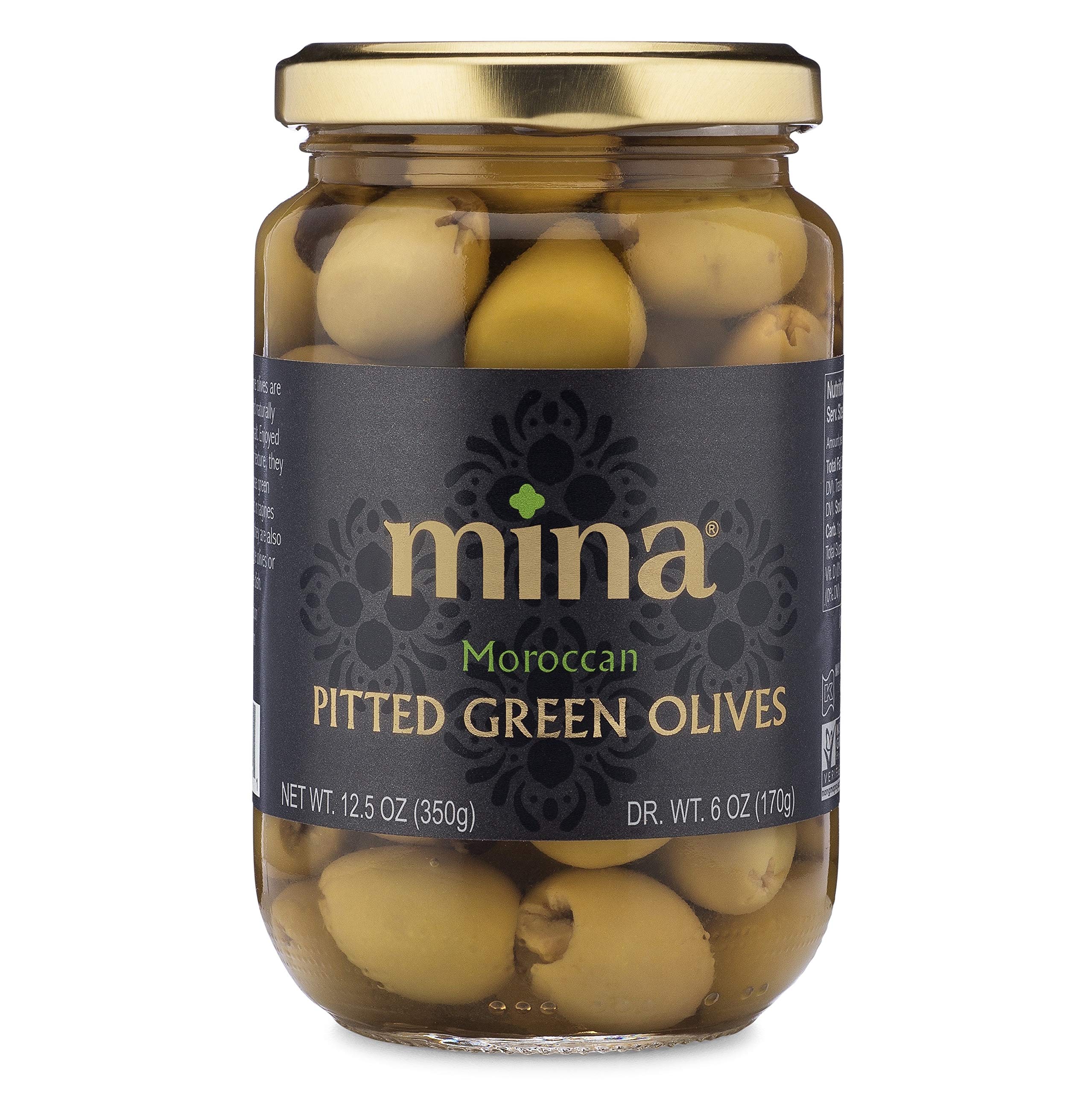 Amazon.com : Mina Green Olives Pitted, 12.5 oz - Delicious Pitted